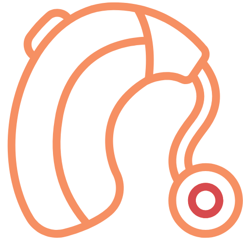 Hearing aid outline representing advanced hearing technology and improved sound quality