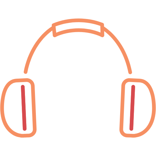 Headphones outline representing custom hearing protection and listening solutions