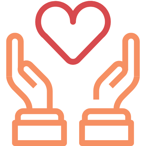 Hands holding heart symbol representing compassionate hearing care and patient support