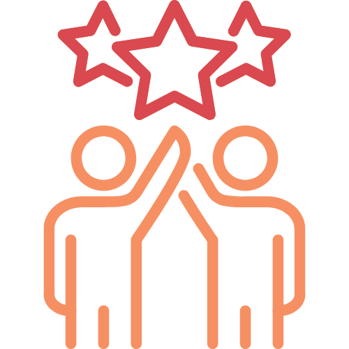 Two people high-fiving under stars representing supportive and trusted hearing care team